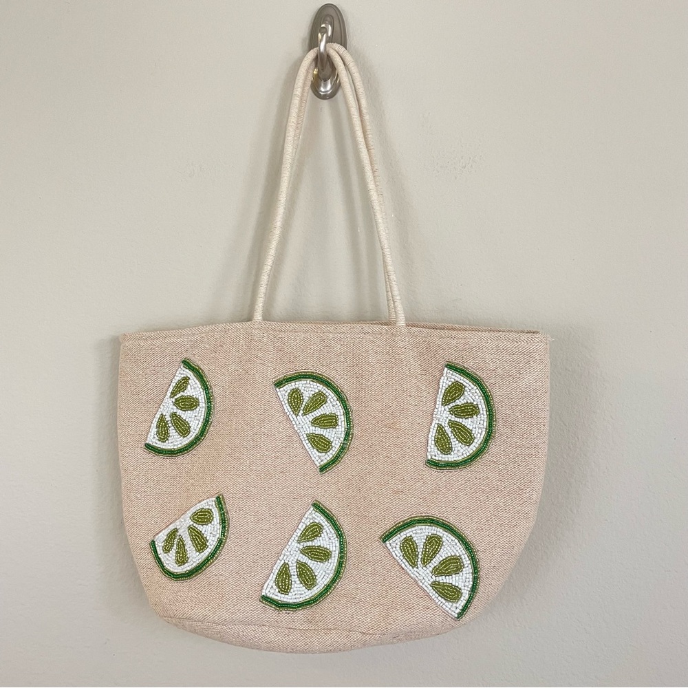 Beaded Lime Tote‎ Bag